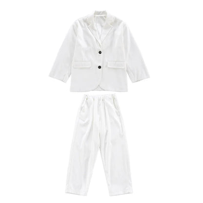 Fashion Kids Clothes 2 Piece Notch Lapel Single Breasted Streetwear Sets Chic Sporty Active Daily Casual Chilren's Clothing