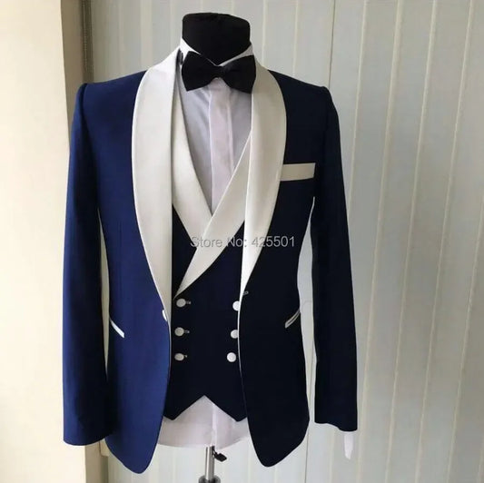 Latest Coat Pant Design Costume Homme Groom Men Suits 3 Pieces Blue High Quality Slim Fit Mens Tuxedo Wedding Suits For Men