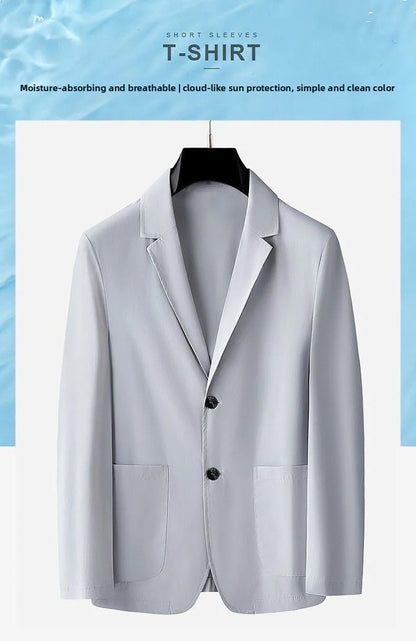Summer Lightweight Sun Protection Blazer for Men - Stylish, Breathable, Casual, Icy Sensation, Lightweight, Silky Elastic Blazer