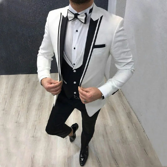 White Men Suits for Wedding Suit Men Groom Blazer Tuxedo Slim Fit Costume Pour Hommes Terno Masculino