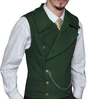 Men's Double Breasted Waistcoat – Solid Color Formal Vest for Weddings & Events