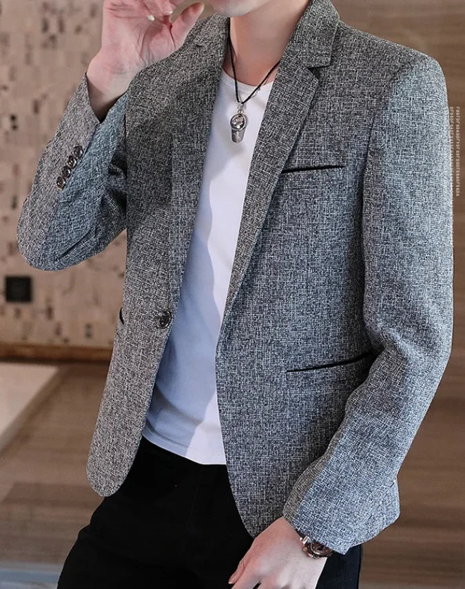 Men's Slim Fit Business Casual Shirt 2025 Korean Fashion Handsome All Seasons Polyester Boutique Style