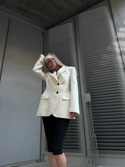 Women's Autumn Winter Slim Waist Chic Blazer Coats Office Ladies Double Breasted Fashion Suits Jacket Women Clothing