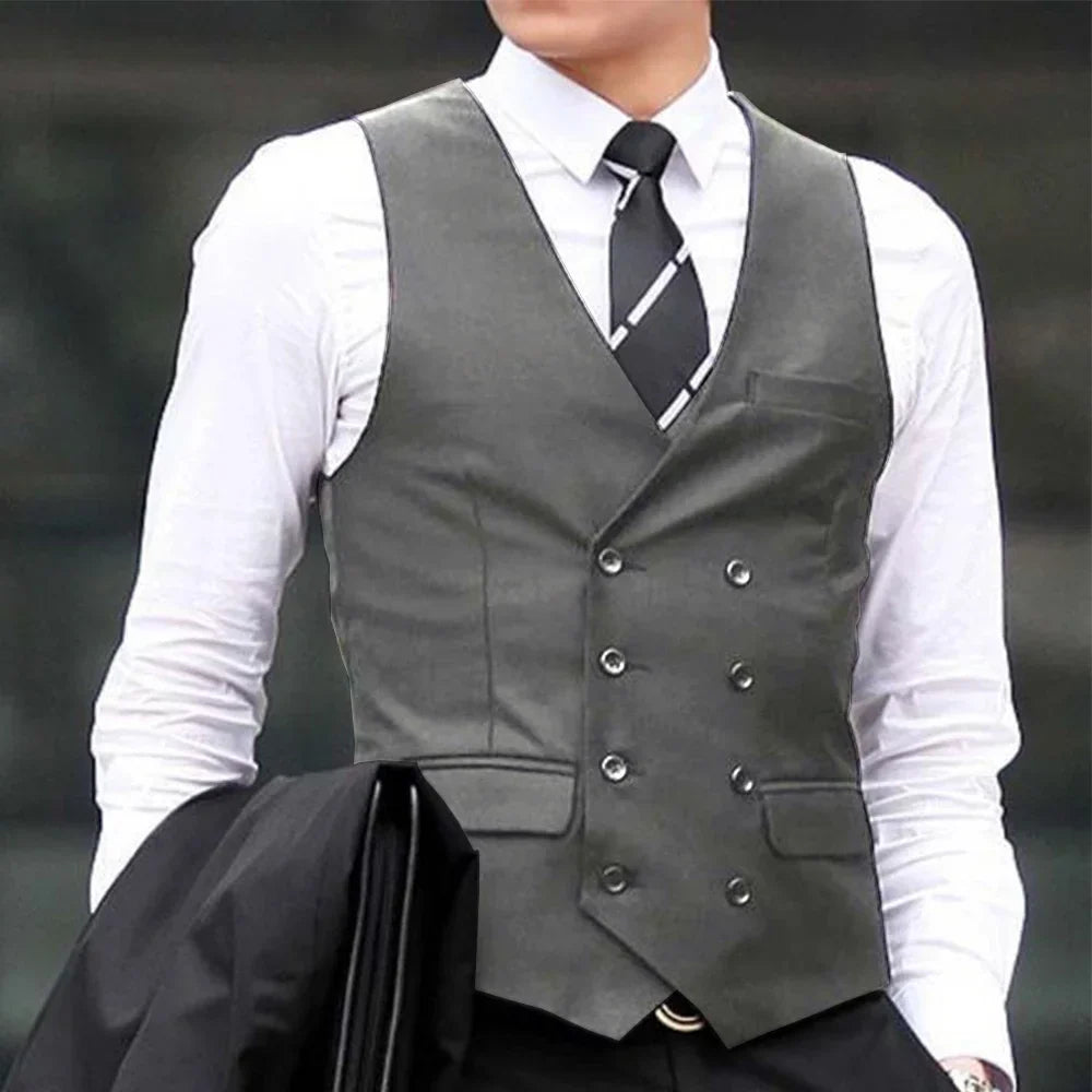 Men's Suit Vest Double Breasted Waistcoat for Wedding Business Formal Occasions