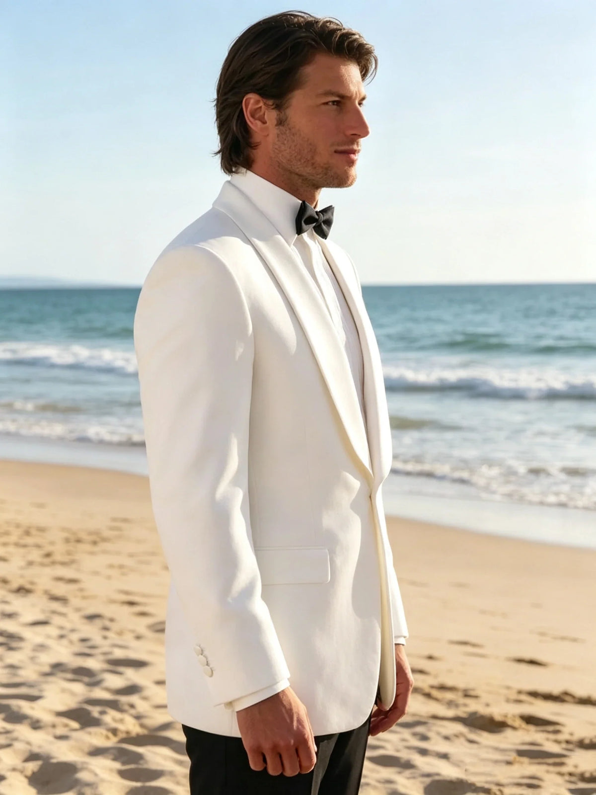 2 Pieces White Wedding Suit for Men Shawl Lapel Single Breasted Blazer And Pants Groom Tuxedo Prom Party Costume Homme Outfit