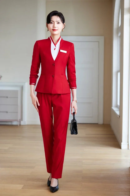 2024 fashionable professional womens clothing. Two-piece long-sleeved suit + pants. High quality slim fit womens business