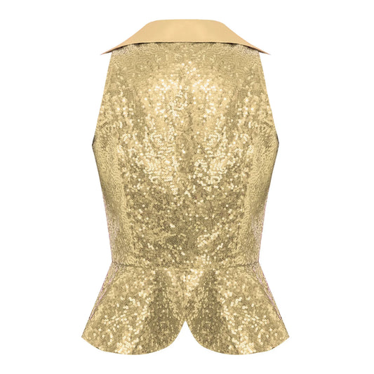 Women's Vest Dressy Party Tops Sequins Waistcoat Sparkly Sleeveless Vests Rave Music Festival Nightclub Jazz Dance Cosutme