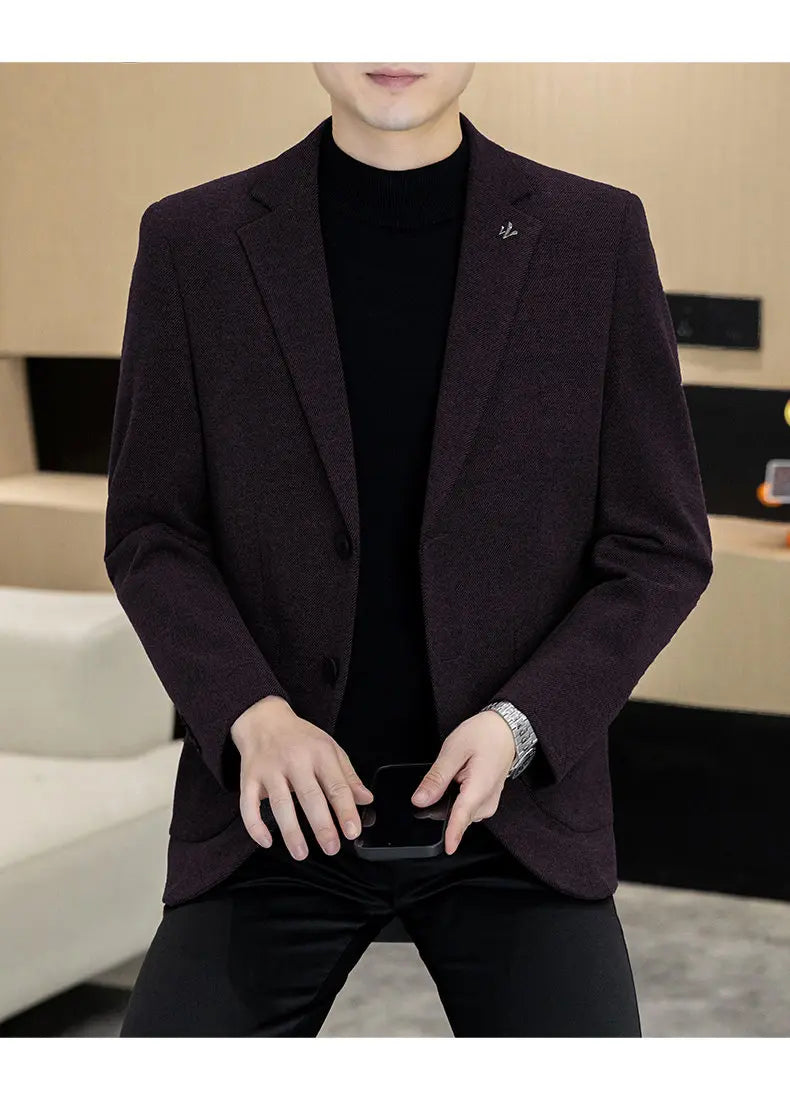 Men's Plus Size Single Breasted Casual Business Blazer – Autumn Winter