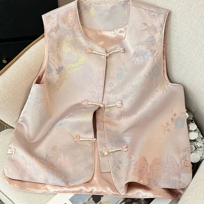 Female High-end Jacquard Waistcoat Coat Spring Autumn Women Leisure Sleeveless Jacket Retro Lady Large Size 4XL Vest Tops