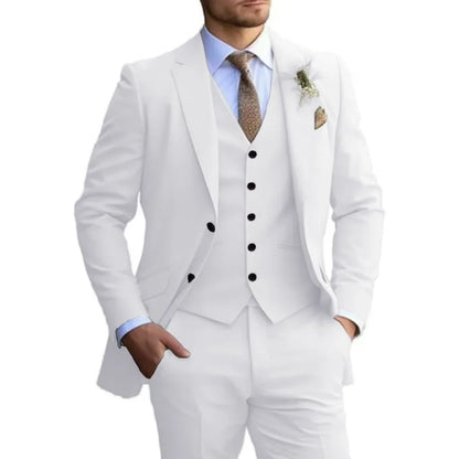 Customized Tuxedo Elegant Suit For Men 3 Piece Blazer Vest And Pant Set Notched Lapel High Quality Suit For Men Wedding suits