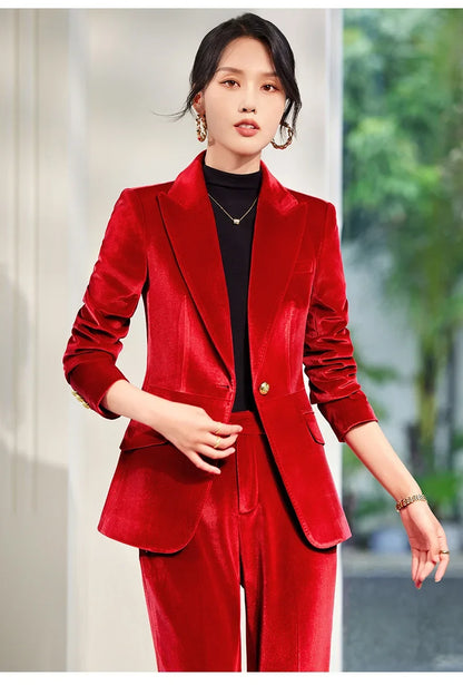 High-end Velvet Suit for Women2024Autumn Winter New High-end Professional Fashionable Elegant Capable Suit