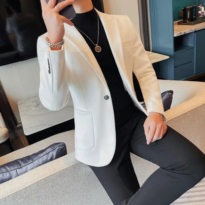 2024 Autumn Winter Men's Suede Suit Jacket High End Business Casual Blazers Slim Fit Wedding Groom Street Wear Social Dress Coat