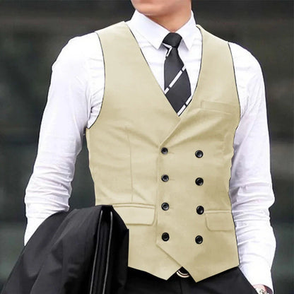 Men's Suit Vest Double Breasted Waistcoat for Wedding Business Formal Occasions