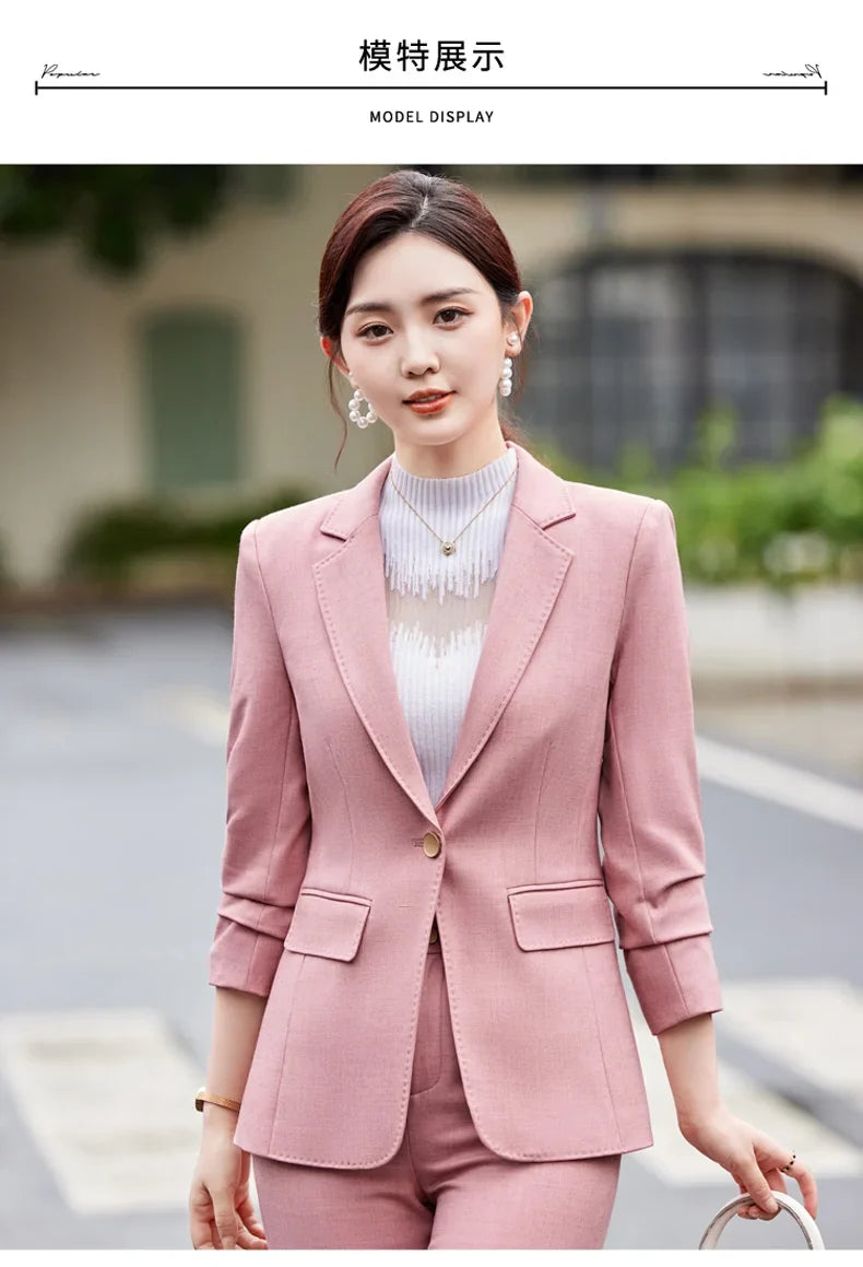 Two-Piece Jacket and Pants for Women, Simple and Elegant, Professional, Autumn and Winter, New, 2025