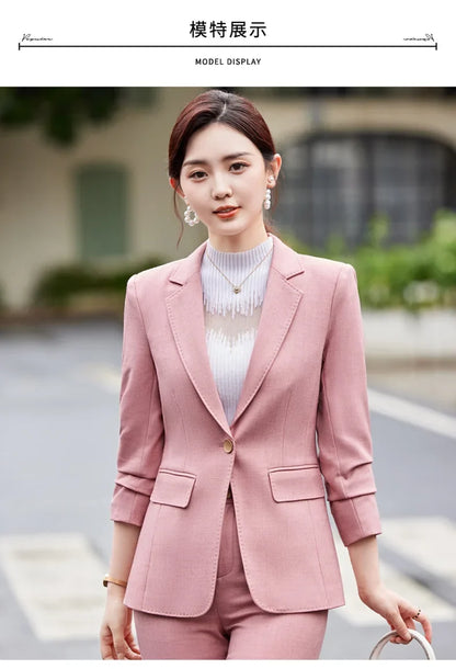 Two-Piece Jacket and Pants for Women, Simple and Elegant, Professional, Autumn and Winter, New, 2025