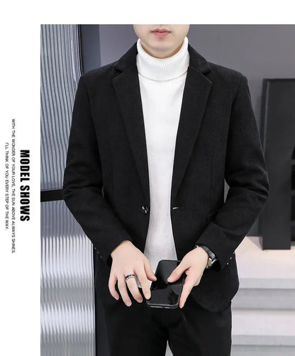 Blazer Men Fashionable Outdoor Wedding Versatile Slimming and Casual Korean Version Golden Mink Velvet Velvet and Cotton Blazer