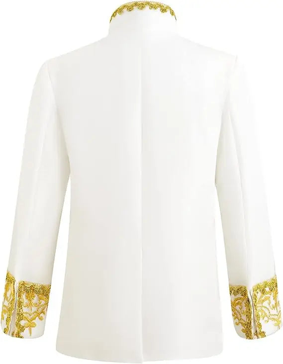 Children Golden Flower Performance Photograph Suit Boys Jacket Pants Tie 3PS Drama Dress Kids Prince Charming Cosplay Costume