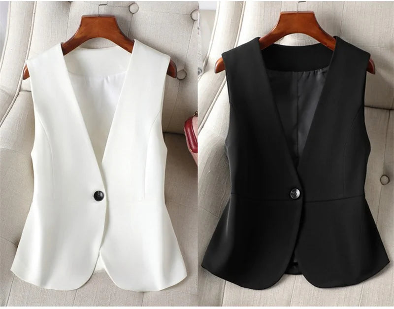 Women Vest Jacket 2026New Fashion Single Button Sleeveless Blazer Vest Coat Korean Slim Short Femme Waistcoat Tops Chaleco Mujer