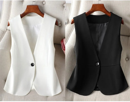 Women Vest Jacket 2026New Fashion Single Button Sleeveless Blazer Vest Coat Korean Slim Short Femme Waistcoat Tops Chaleco Mujer