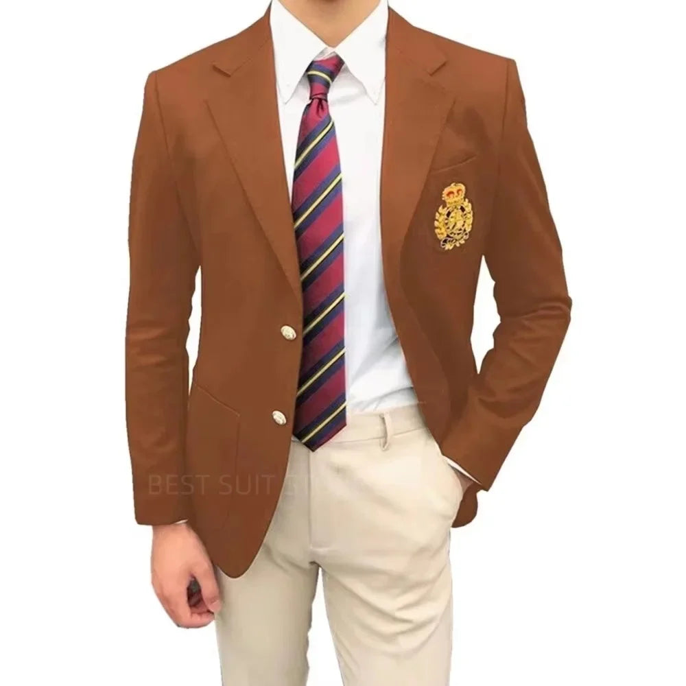 1 Piece Formal Wedding Business Coat Top Men Two Buttons Notch Lapel Jacket Smart Casual Slim Fit Suit Blazer for Prom Party
