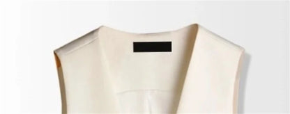 Retro Ladies Solid Color Sleeveless Coat Spring Autumn Women Fashion Embroidered Suit Waistcoat Top Female Irregular Vest Jacket