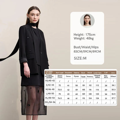 Women's Jacket 2026 Autumn New Elegant Commuter Beaded Flower Chiffon Streamer Tie Blazers Solid Loose V-Neck Top 12641078