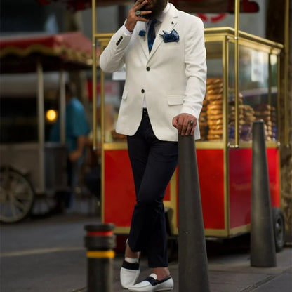 Ivory Formal Men's Suits Notch Lapel Slim Blazer Sets For Wedding Party Bridegroom Wear Custom Fashion 2 Pieces Costume Homme