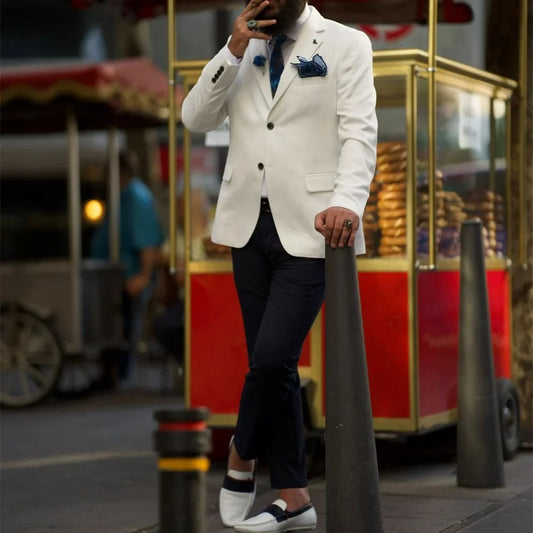 Ivory Formal Men's Suits Notch Lapel Slim Blazer Sets For Wedding Party Bridegroom Wear Custom Fashion 2 Pieces Costume Homme