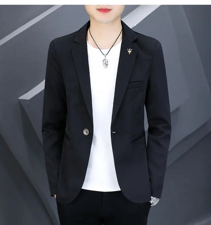 Blazer Men's Fashion Outdoor Travel Gentleman Wedding Slimming Business Versatile Trendy Casual Korean-style Formal Wear Blazer
