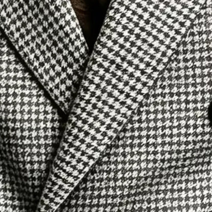 Men's Houndstooth Blazer Double Breasted Peak Lapel Slim Fit Business Wedding Jacket Fashion Formal Party Outerwear for Men