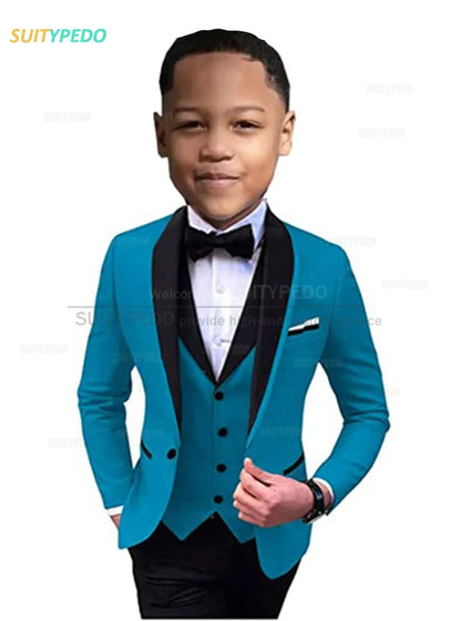 Elegant Lavender Boy's Suit Set Evening Party Classic Children's Clothing Kids Baptism Formal 3 Pieces Custome Blazer Vest Pants