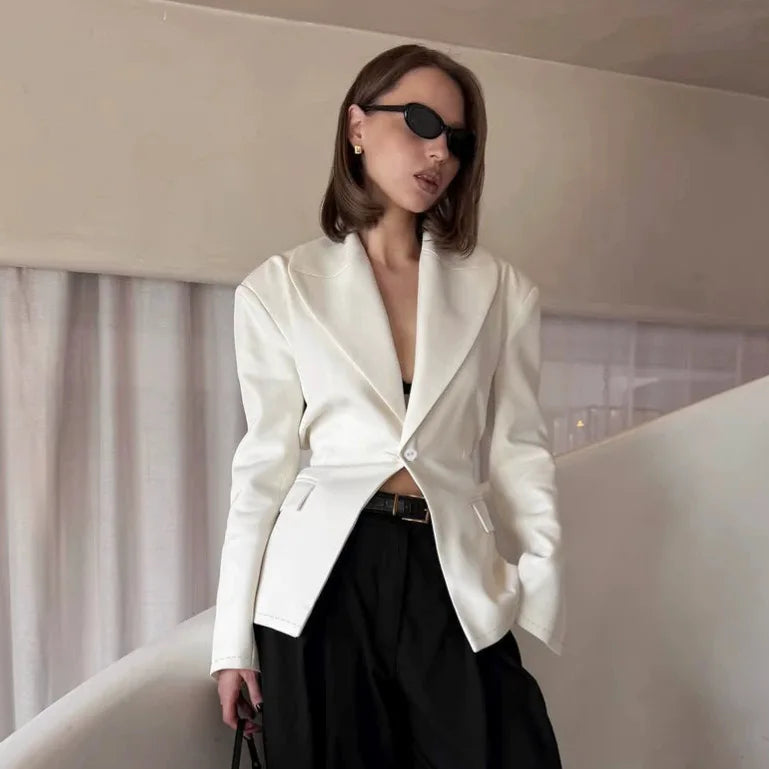 Winter,European,Clothes,Workplace,Office,Suit coat,Chic,Elegance,Women,Tops,Long Sleeve,Lace up,Pocket,Jacket,2026,New,6721002