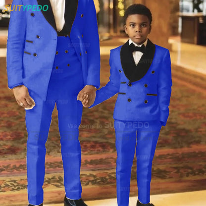 Fashion Boys Suit Sets Jacquard Shawl Lapel Jacket Wedding Flower Boy Costume Children Custom Suitable Blazer Vest Pants 3 Pcs