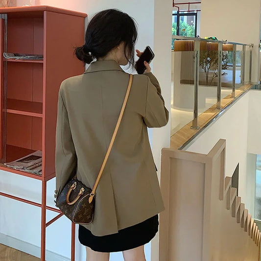 Autumn Luxury Blazer for Women 2024 Elegant Korean Women's Blazer Jacket Fashion Female Long Coats Splice Office Lady Clothes