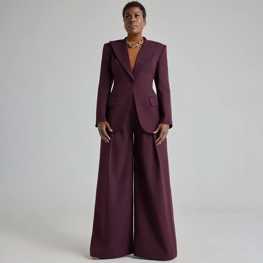Modern Women 2 Piece Suit Set Single Button Loose Fit Jacket Pants Customized Formal Business Lady Power Outerwears