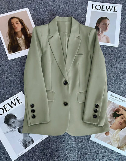 Elegant Office Lady Blazers for Women 2025 Fashion Long Sleeve Single Button Blazer Coats Female Top Suit Jackets Outerwears