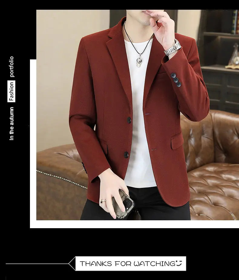 Blazer's New Men's Business Gentleman Korean-style Wedding Fashion Trendy Slimming Versatile High-end Casual Accessory Blazer