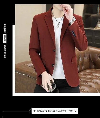 Blazer's New Men's Business Gentleman Korean-style Wedding Fashion Trendy Slimming Versatile High-end Casual Accessory Blazer