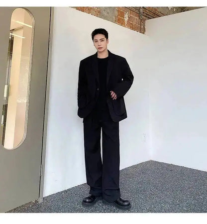 Men's British Dandy Style Blazer, Premium Textured Casual Suit Jacket, Structured Shoulders Light Mature Fashion Coat for Autumn