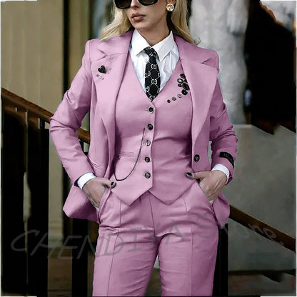 Modish Notched Lapel Women Suit Slim Fitted Solid Costume Custom Made Professional Single Breasted Lady Sets Full Outfits