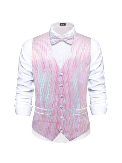Men's Sequin Vest – Sleeveless Single Breasted Formal Waistcoat for Weddings & Events