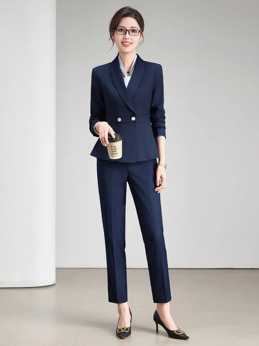 High-Quality Women's Two-Piece Suit Elegant Blazer And Pants Set Professional Fashionable Unique Personality Attractivene