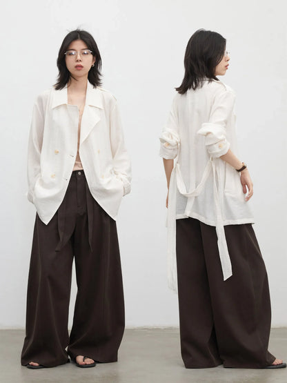 New Women Mid-length Trench Coats Loose Casual Oversized Double Breasted Office Ladies Blazer Jacket Spring Autumn