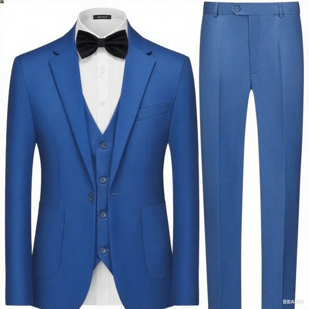 Emerald Green Slim Fit Men 3 Piece Suit Set, Premium Fashion Formal Wedding Party Outfit with Jacket Vest Pants