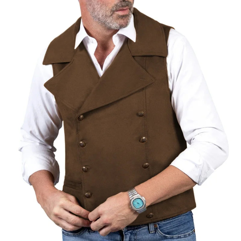 Men's Formal Vest Double Button Frosted Velvet Waistcoat for Weddings and Banquets