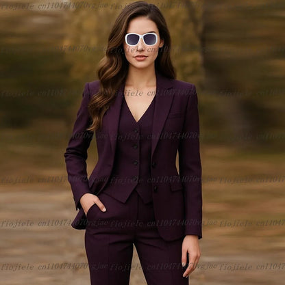 New Grey Formal Business Women Suit Wedding Party Prom Ladies Mother Girl Wife Tuxedos Costume 3 Piece Set Blazer Vest Pants