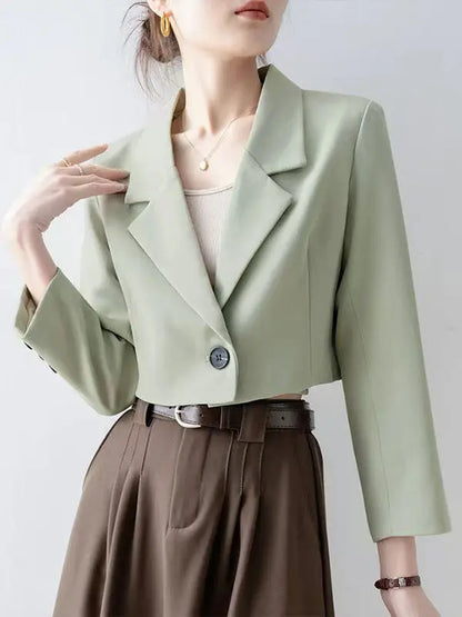 Women Black Gothic Blazer Jacket Korean Style Y2k Gyaru 2000s Vintage Long Sleeve Emo Outerwear Cropped Suit Coat Spring Autumn