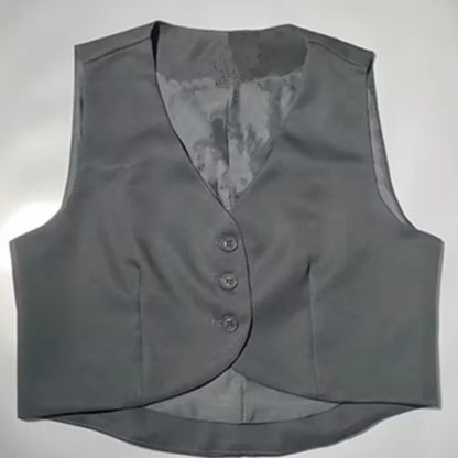 Xiaoxiangfeng Women's Vest Spring Summer New Short Suit Vest Fashion V-Neck Sleeveless Jacket Female Short Blazer Vest Waistcoat