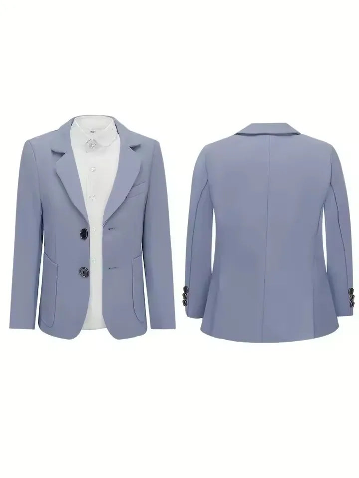 Kids Gray Jacket Vest Pants Bowtie Brooch 5Pieces Performance Costume Boys Formal Wedding Birthday Baptism Blazer Suit
