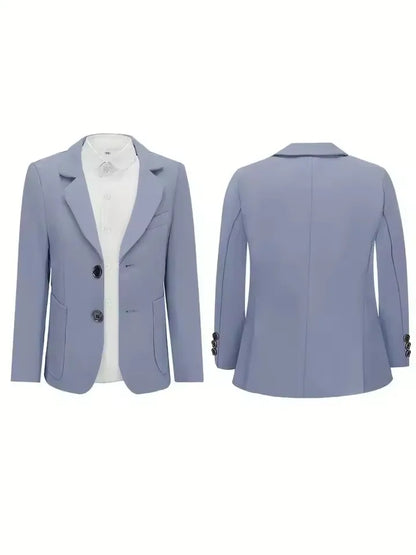 Kids Gray Jacket Vest Pants Bowtie Brooch 5Pieces Performance Costume Boys Formal Wedding Birthday Baptism Blazer Suit